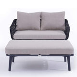 2-Piece Outdoor Rope Loveseat Sofa With Ottoman