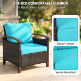 3-Piece Outdoor Wicker Patio Conversation Set (Dark Brown & Sky-Blue)