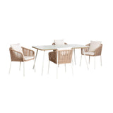 5-Piece Outdoor Patio Dining Set With Rattan Chairs & Glass-Top Table