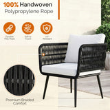 Outdoor Rope 4 Seater Conversation Furniture Set (Black & White)