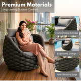 Outdoor Rope 5-Seater Sofa Set with Glass Top Center Table ( Blackish Grey & Grey)