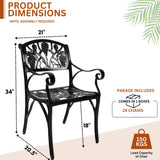 Outdoor Cast Aluminum 2 Chairs Patio Bistro Set (Black)