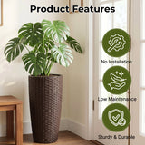 2-Piece Outdoor Wicker Planter Set (Dark Brown)