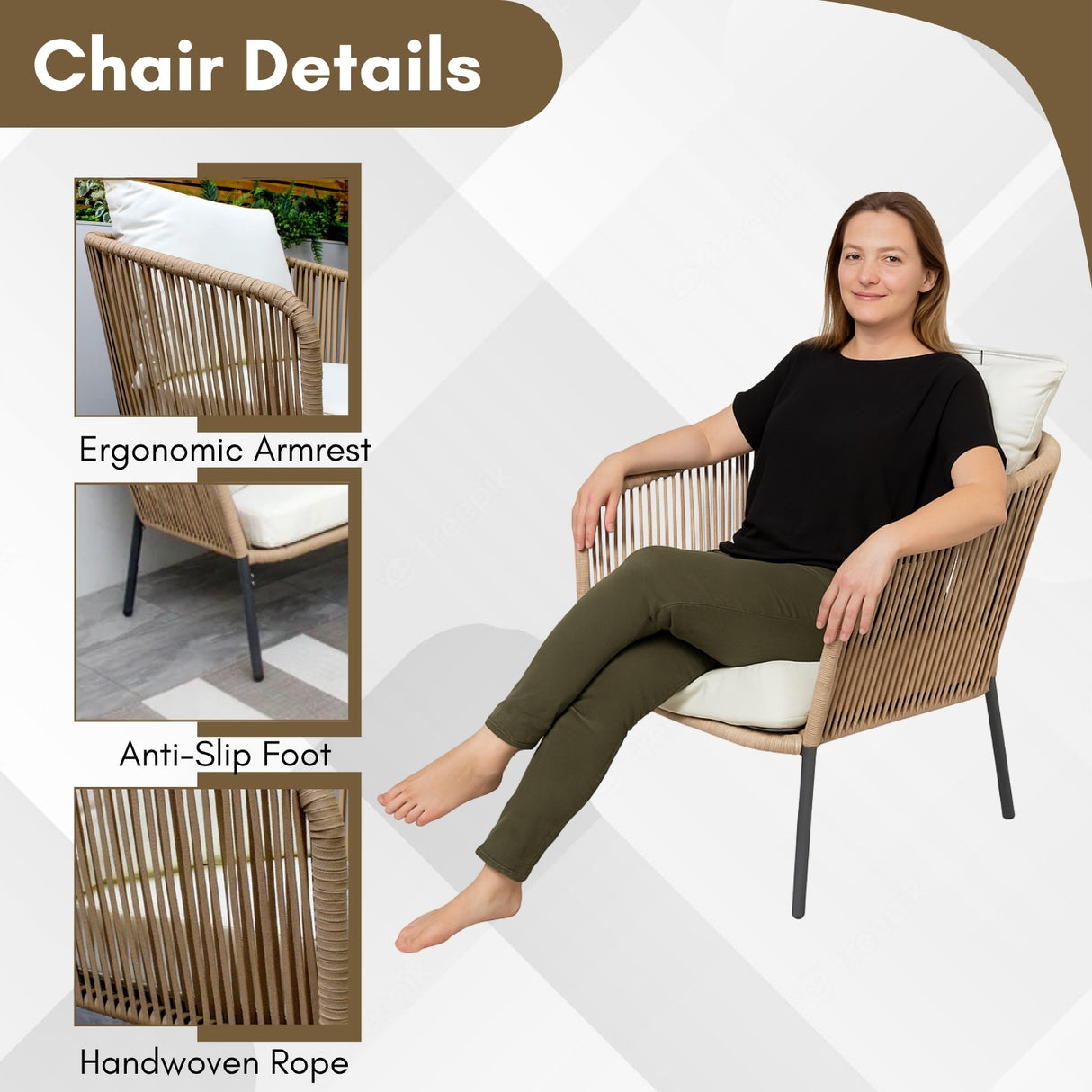5-Seater Outdoor All-Weather Rope Sofa Set