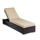 Outdoor All-Weather Rattan Wicker Lounger (Dark Brown & Cream)