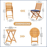 Acacia Wood Foldable Outdoor Bistro Set – 2 Chairs & Round Table