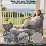 Outdoor 3 Piece Rope Patio Sofa Set (Grey)