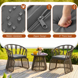 Outdoor Rope 3-Piece Patio Set (Grey & Dark Grey)