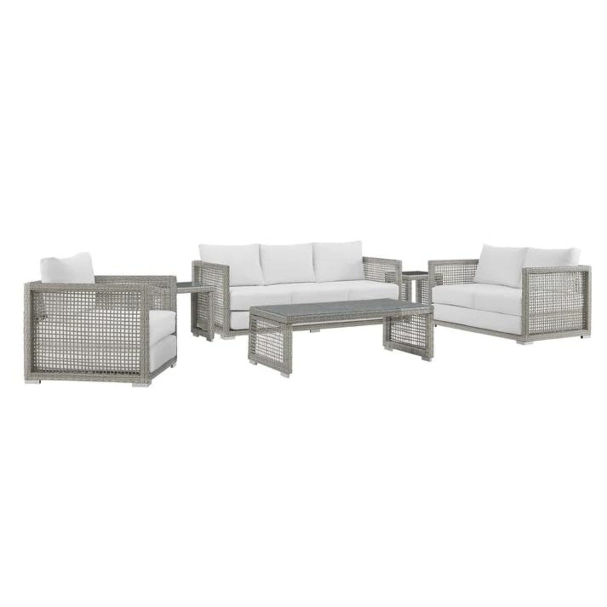 Outdoor Wicker Woven 6 Pieces Sectional Patio Furniture Set