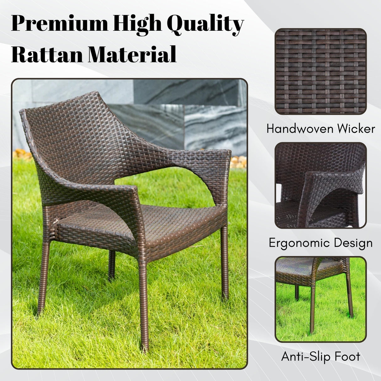 Outdoor Rattan Wicker Patio Dining Chairs