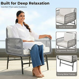 Outdoor L-Shape Rope Sofa Set (Grey & White)