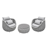 Bird’s Nest Shape 3-Piece Hand-Woven Rope Patio Set