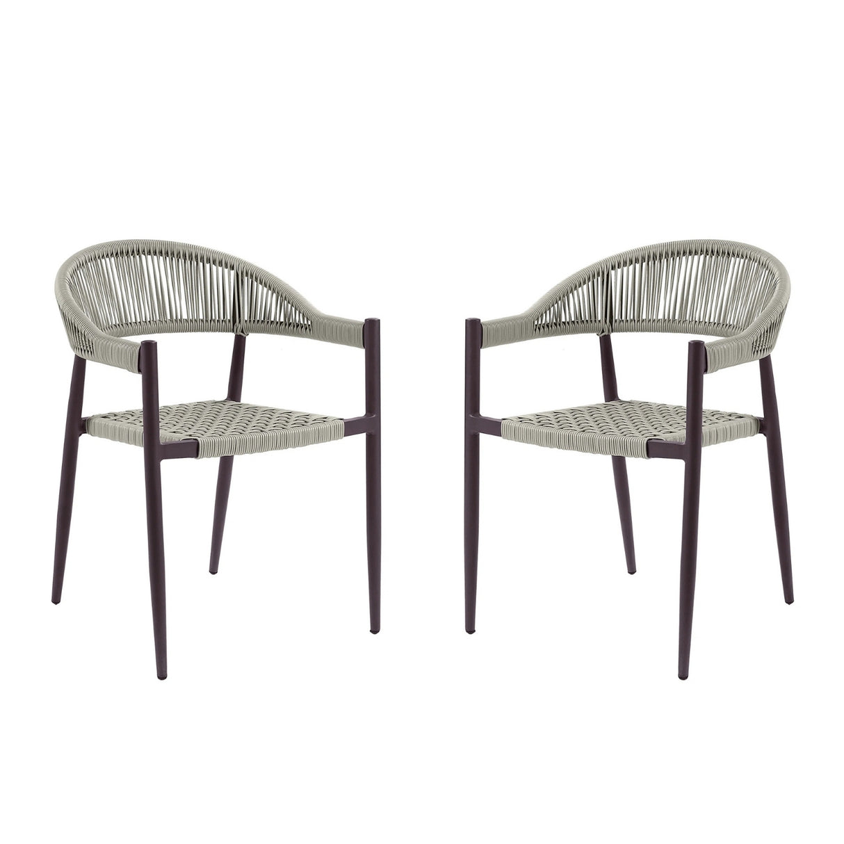 2-Piece Outdoor Rope Patio Dining Chairs