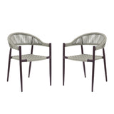 2-Piece Outdoor Rope Patio Dining Chairs