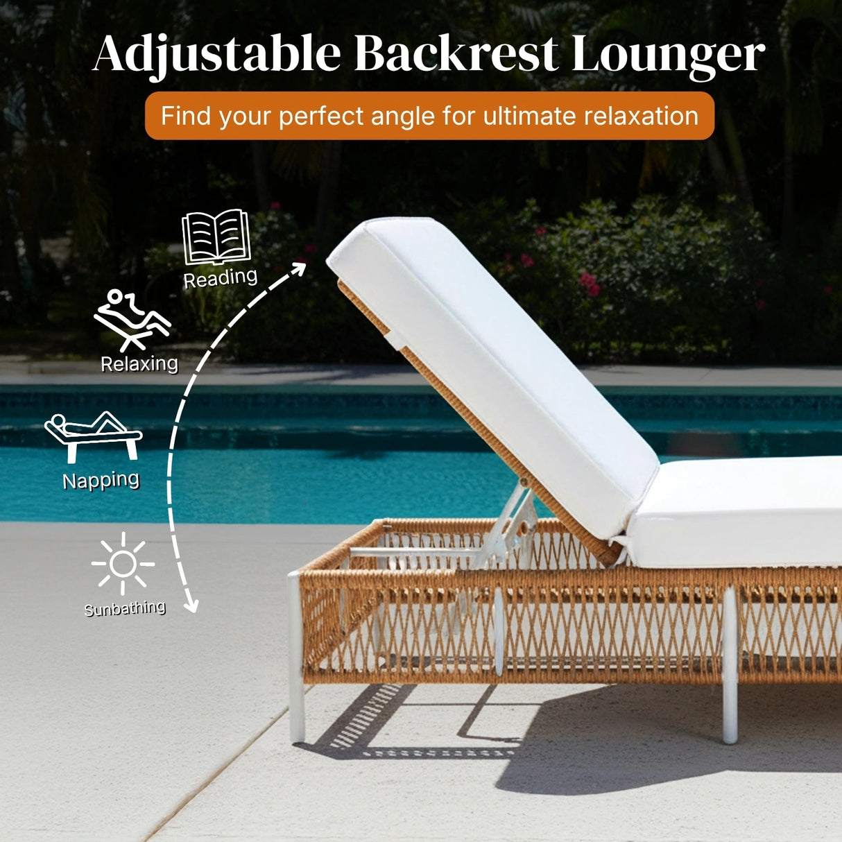 Outdoor Rope Lounge Chairs Set of 2 with Thick Cushions