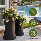 Outdoor Hourglass Design Set of 3 Wicker Planters (Black)