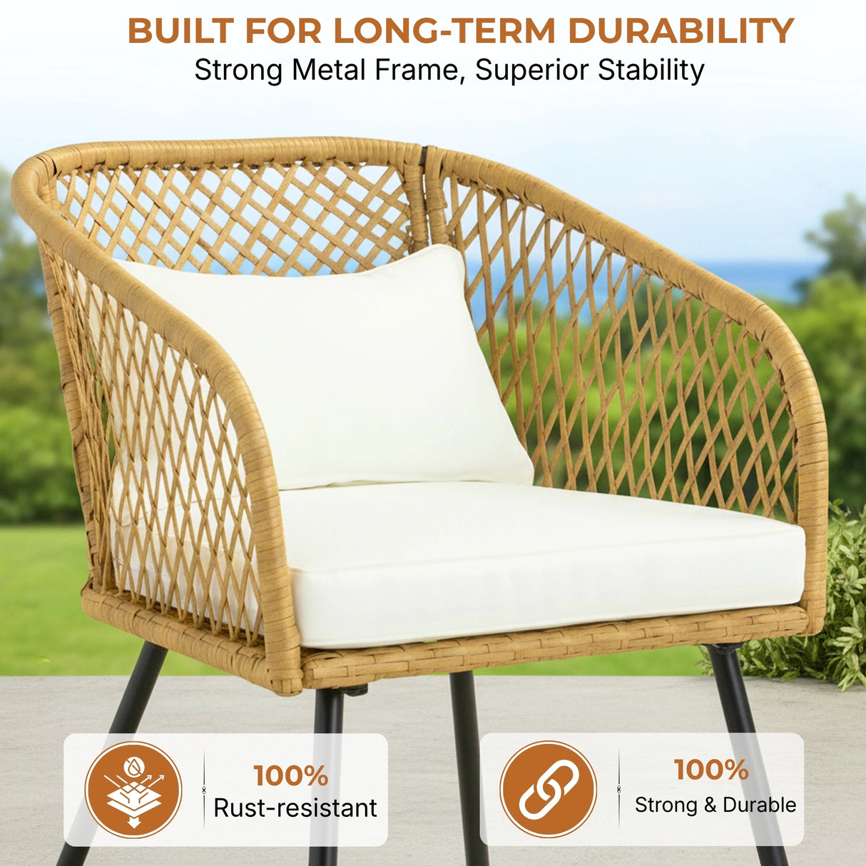 Outdoor Wicker 3-Piece Patio Set