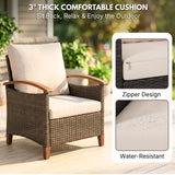3-Piece Outdoor Wicker Patio Conversation Set (Dark Brown & Cream)