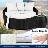Outdoor Rattan Wicker Daybed with Glass Top Table