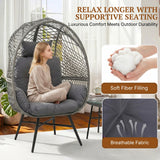 Outdoor Wicker Egg Chair with Glass Top Side Table (Silver Grey & Dark Grey)