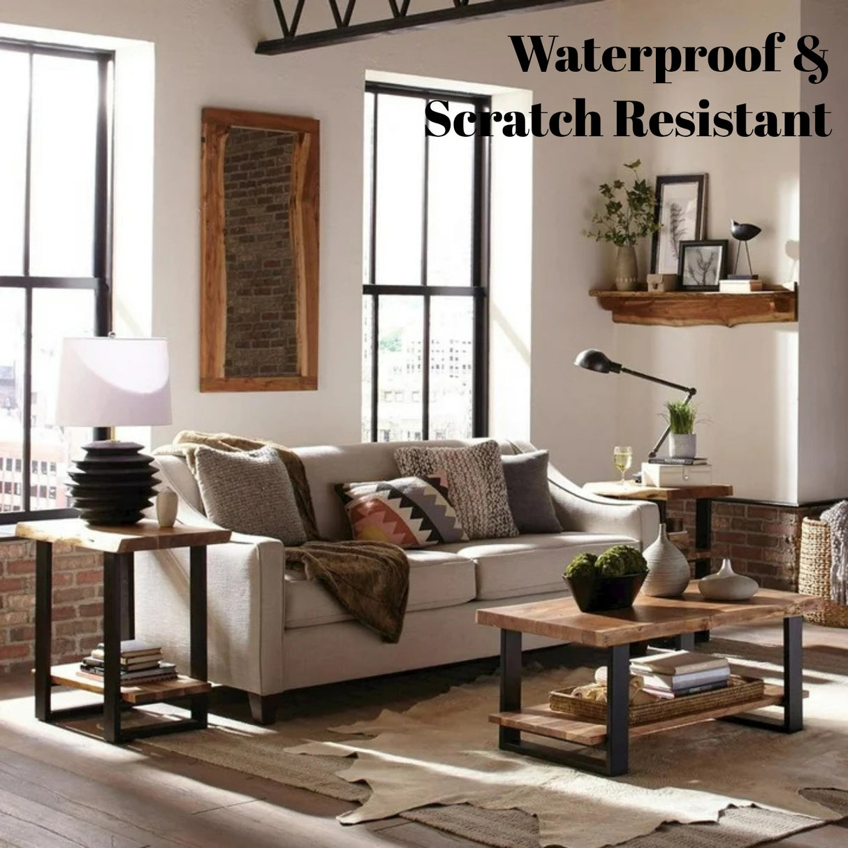2-Tier Natural Wood Top Center Table