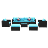 6-Piece Outdoor Conversation Set (Black/Sky-Blue)
