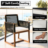 Modern Outdoor Rope Dining Chairs Set of 2 (Black & White)