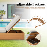 Outdoor All-Weather Rattan Wicker Lounger (Beige & Grey)