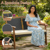 Outdoor Wicker 4-Piece Sofa Set with Solid Sheesham Wood Frames