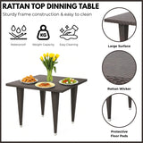 Outdoor All-Weather Resistant Rattan Wicker 5-Piece Dining Set (Dark Brown)
