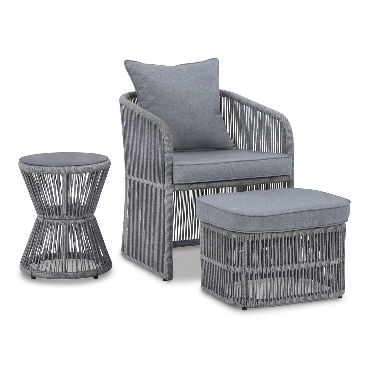 Outdoor 3 Piece Rope Patio Sofa Set (Grey)