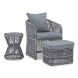 Outdoor 3 Piece Rope Patio Sofa Set (Grey)
