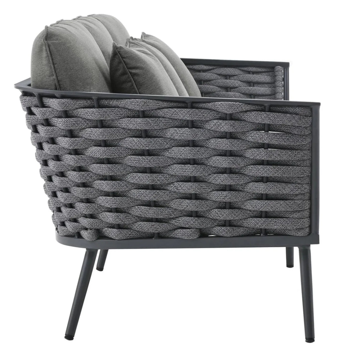 4 Piece Outdoor Rope Sofa Set with Wooden Top Table