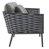 4 Piece Outdoor Rope Sofa Set with Wooden Top Table