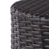 Dark Brown Wicker Garden Bistro End Table