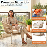 Outdoor 5 Seater Rope Conversation Sofa Set (Beige & Cream)