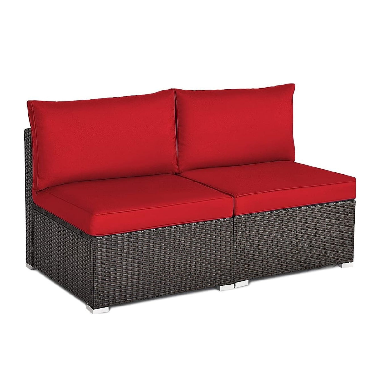 2-Piece Outdoor Wicker Armless Sofa