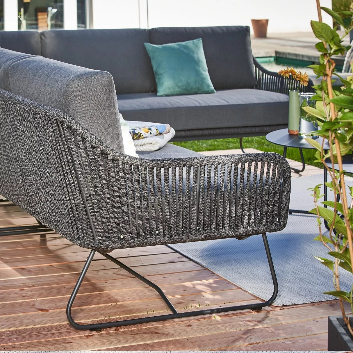 6-Seater L-Shape Outdoor Rope Sofa Set