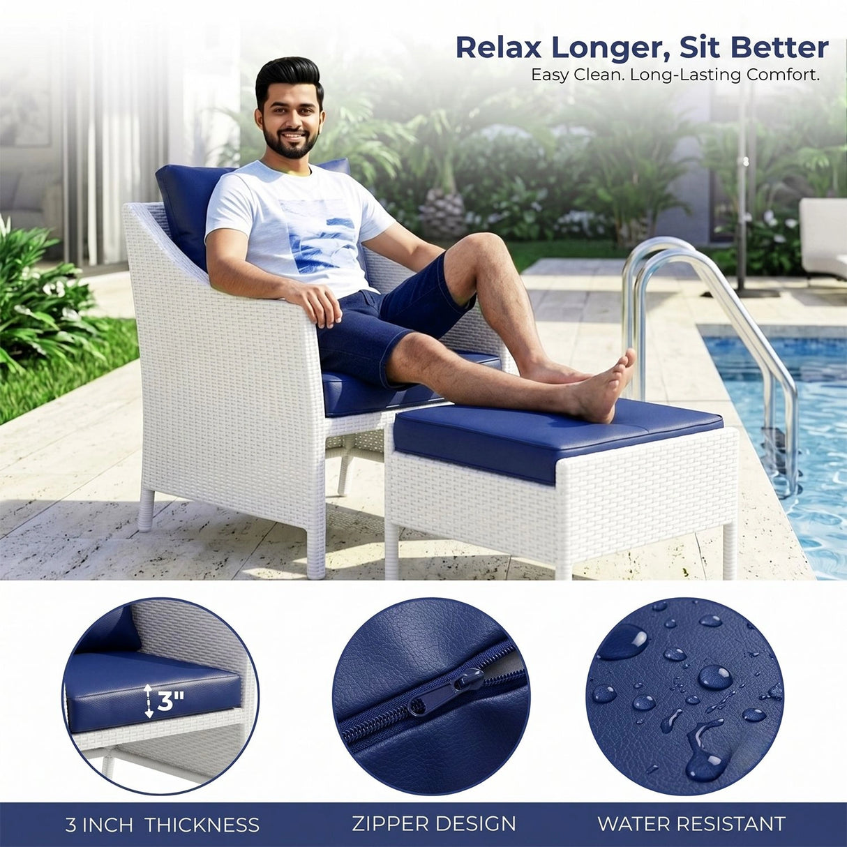 Outdoor Rattan Wicker 5 Piece Patio Sofa Set