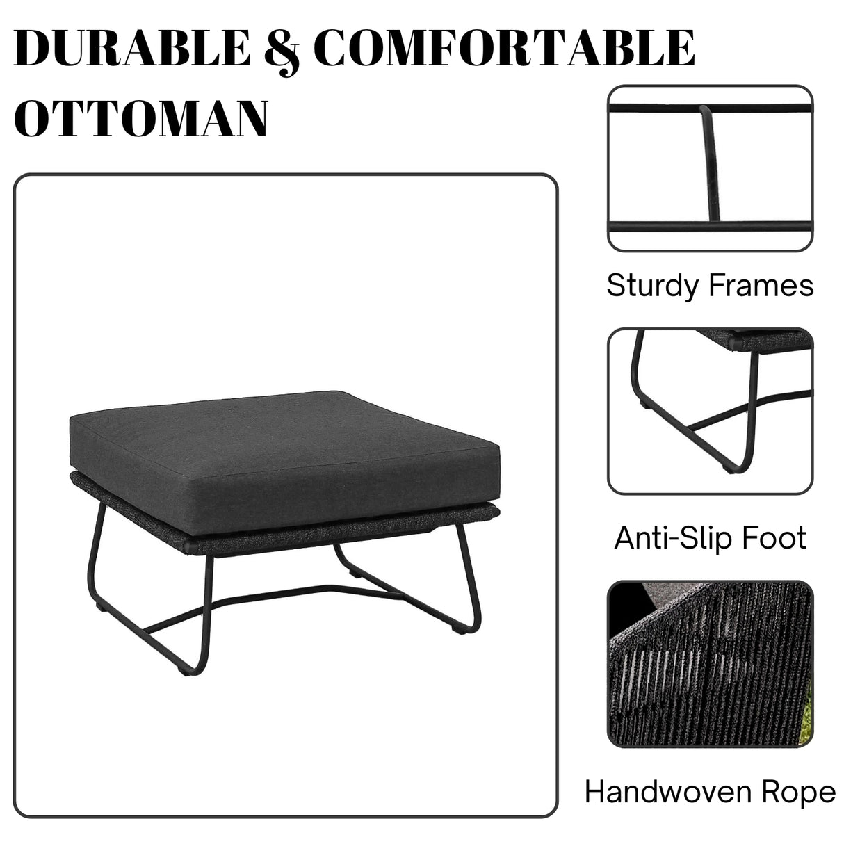 Outdoor All-Weather Rope Ottoman