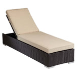 Outdoor All-Weather Rattan Wicker Lounger (Dark Brown & Cream)