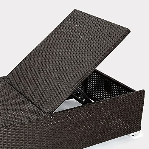 Outdoor All-Weather Rattan Wicker Lounger (Dark Brown & Cream)