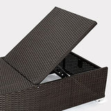 Outdoor All-Weather Rattan Wicker Lounger (Dark Brown & Cream)