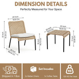 Outdoor Wicker 3-Piece Patio Furniture Set with Wooden Top Table