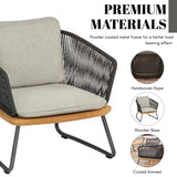 Outdoor Rope 4-Piece Sofa Set With Wooden Top Table
