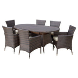 7-Piece Outdoor Rattan Wicker Dining Table Set