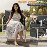 4-Piece Outdoor Rope Sofa Set With Glass Top Table (Grey)