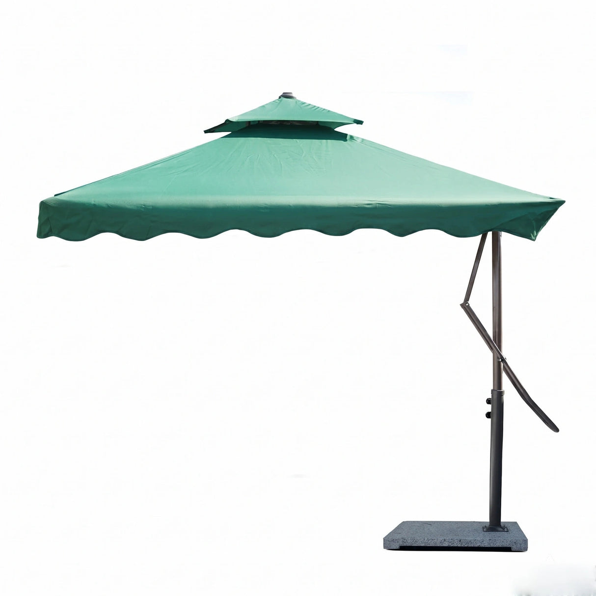 10ft Side Pole Square Shape Outdoor Umbrella With Granite Base (Green)