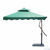 10ft Side Pole Square Shape Outdoor Umbrella With Granite Base (Green)
