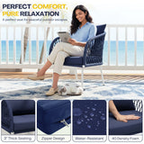 Outdoor Rope 4-Seater Sofa Set with Glass Top Table (Navy-blue & Royal Blue)